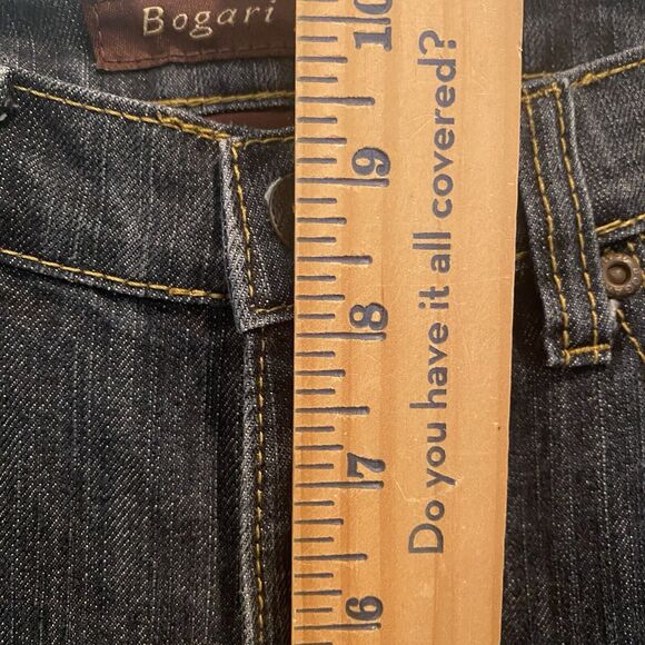 Bogari Jeans Women 29 Blue Dark Wash Cropped Denim Bling Pockets Embroidered - Picture 13 of 16